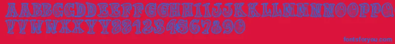 Woodys Font – Blue Fonts on Red Background