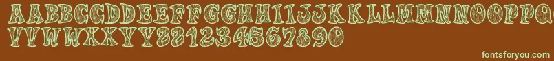 Woodys-fontti – vihreät fontit ruskealla taustalla