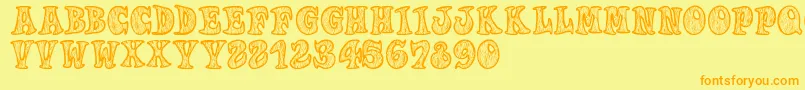 Woodys Font – Orange Fonts on Yellow Background