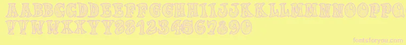 Woodys-fontti – vaaleanpunaiset fontit keltaisella taustalla