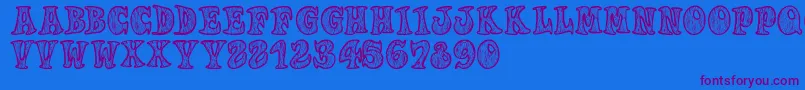 Woodys Font – Purple Fonts on Blue Background