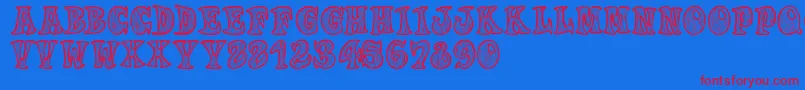 Woodys Font – Red Fonts on Blue Background