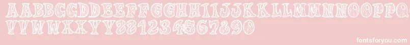 Woodys-Schriftart – Weiße Schriften auf rosa Hintergrund