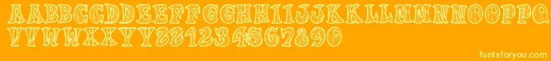 Woodys Font – Yellow Fonts on Orange Background