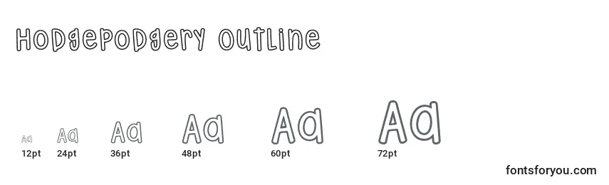 Hodgepodgery Outline Font Sizes