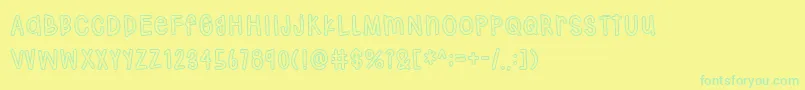 Hodgepodgery Outline Font – Green Fonts on Yellow Background