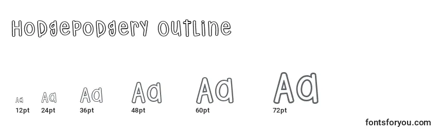 Hodgepodgery Outline (129741) Font Sizes