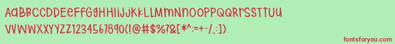 Hodgepodgery Sketched Font – Red Fonts on Green Background