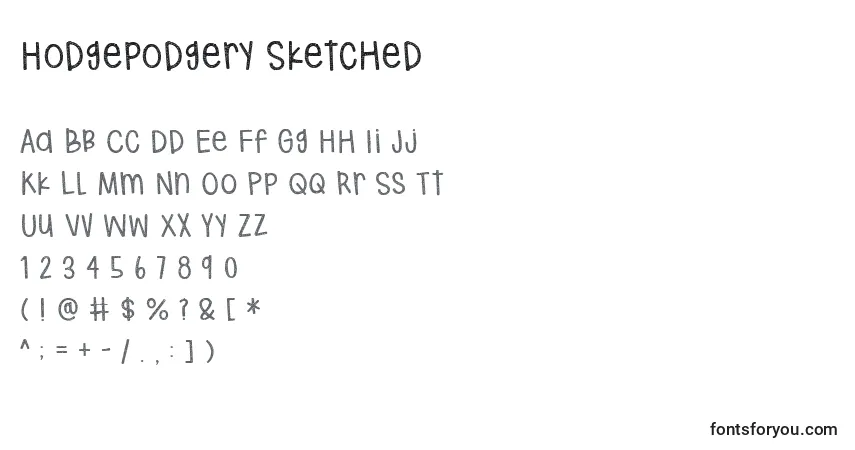Шрифт Hodgepodgery Sketched (129743) – алфавит, цифры, специальные символы