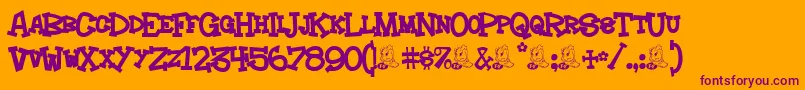 Hoedown Font – Purple Fonts on Orange Background