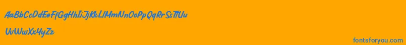 HoffersScript DEMO Font – Blue Fonts on Orange Background