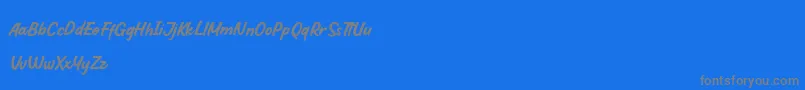 HoffersScript DEMO-Schriftart – Graue Schriften auf blauem Hintergrund