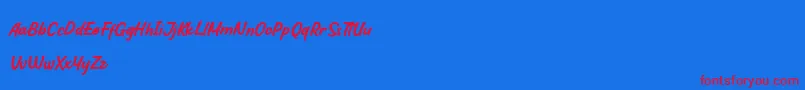 HoffersScript DEMO-Schriftart – Rote Schriften auf blauem Hintergrund