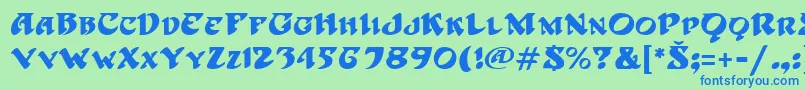 フォントhoffmann – 青い文字は緑の背景です。