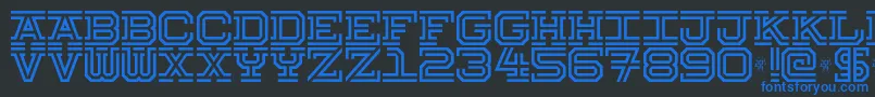 Hokjesgeest Font – Blue Fonts on Black Background