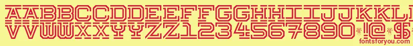 Hokjesgeest Font – Red Fonts on Yellow Background