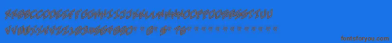 フォントHokjesgeestCubeRight – 茶色の文字が青い背景にあります。