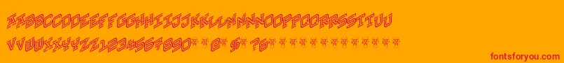 HokjesgeestCubeRight-Schriftart – Rote Schriften auf orangefarbenem Hintergrund