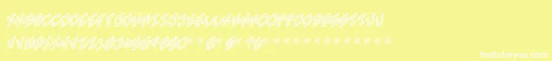 HokjesgeestCubeRight-Schriftart – Weiße Schriften auf gelbem Hintergrund