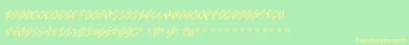 HokjesgeestCubeRight-fontti – keltaiset fontit vihreällä taustalla