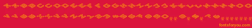 HokjesgeestCubeTopCCW Font – Orange Fonts on Red Background