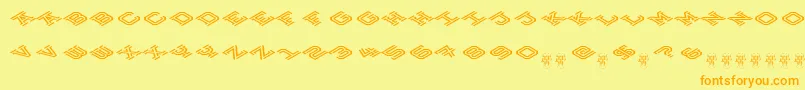 HokjesgeestCubeTopCCW Font – Orange Fonts on Yellow Background