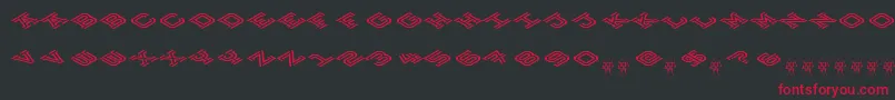 フォントHokjesgeestCubeTopCCW – 黒い背景に赤い文字