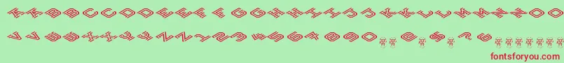 フォントHokjesgeestCubeTopCCW – 赤い文字の緑の背景