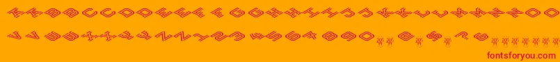 HokjesgeestCubeTopCCW Font – Red Fonts on Orange Background