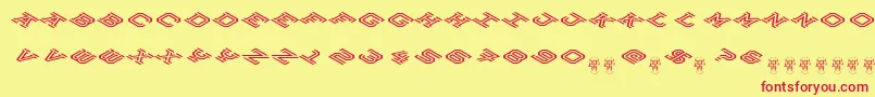 HokjesgeestCubeTopCW Font – Red Fonts on Yellow Background