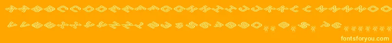 HokjesgeestCubeTopCW-Schriftart – Gelbe Schriften auf orangefarbenem Hintergrund