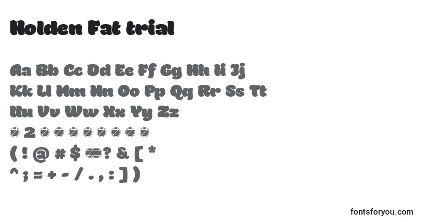 A fonte Holden Fat trial – alfabeto, números, caracteres especiais
