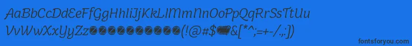 Holden Light Italic trial-Schriftart – Schwarze Schriften auf blauem Hintergrund