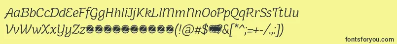 フォントHolden Light Italic trial – 黒い文字の黄色い背景
