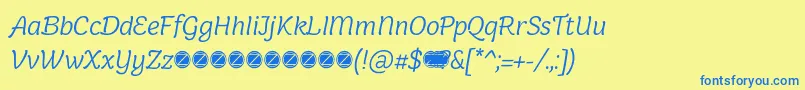 Holden Light Italic trial Font – Blue Fonts on Yellow Background
