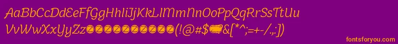 Holden Light Italic trial-Schriftart – Orangefarbene Schriften auf violettem Hintergrund