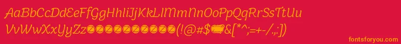 Holden Light Italic trial Font – Orange Fonts on Red Background