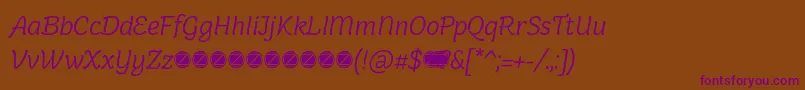 Holden Light Italic trial Font – Purple Fonts on Brown Background