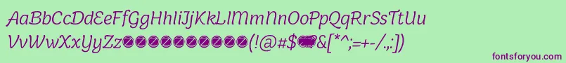 Holden Light Italic trial-fontti – violetit fontit vihreällä taustalla