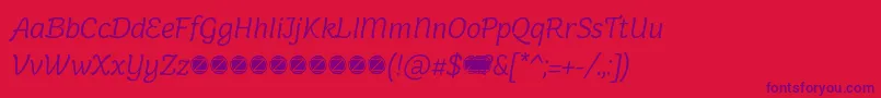 Fonte Holden Light Italic trial – fontes roxas em um fundo vermelho