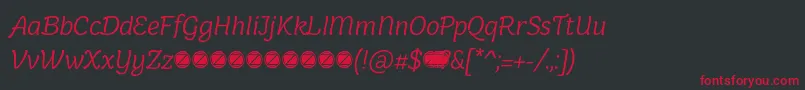 Holden Light Italic trial-Schriftart – Rote Schriften auf schwarzem Hintergrund