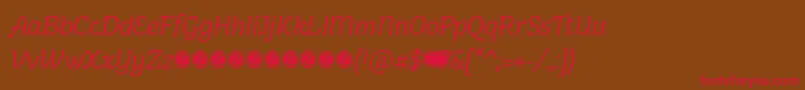 Fonte Holden Light Italic trial – fontes vermelhas em um fundo marrom