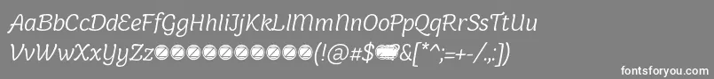 Czcionka Holden Light Italic trial – białe czcionki na szarym tle