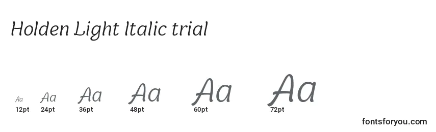 Größen der Schriftart Holden Light Italic trial