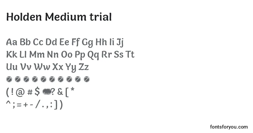 A fonte Holden Medium trial – alfabeto, números, caracteres especiais
