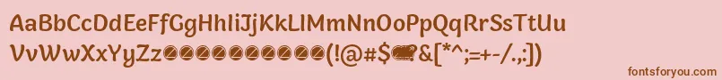 Weitere Informationen zur Holden Medium trial-Schriftart Holden Medium trial-Schriftart – Braune Schriften auf rosa Hintergrund