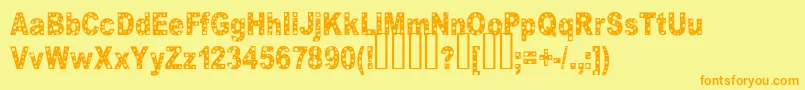 フォントHole – オレンジの文字が黄色の背景にあります。