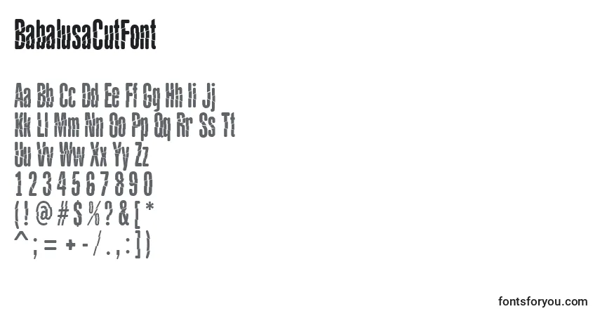 Czcionka BabalusaCutFont – alfabet, cyfry, specjalne znaki