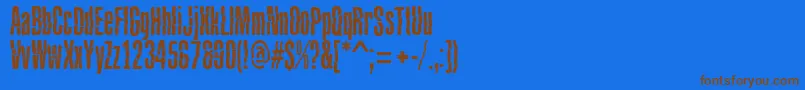 フォントBabalusaCutFont – 茶色の文字が青い背景にあります。