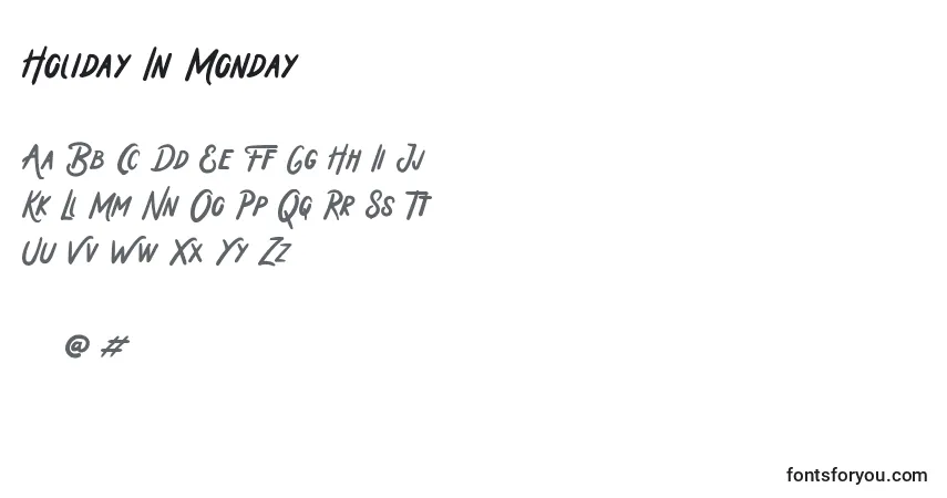 Holiday In Monday (129762)-fontti – aakkoset, numerot, erikoismerkit